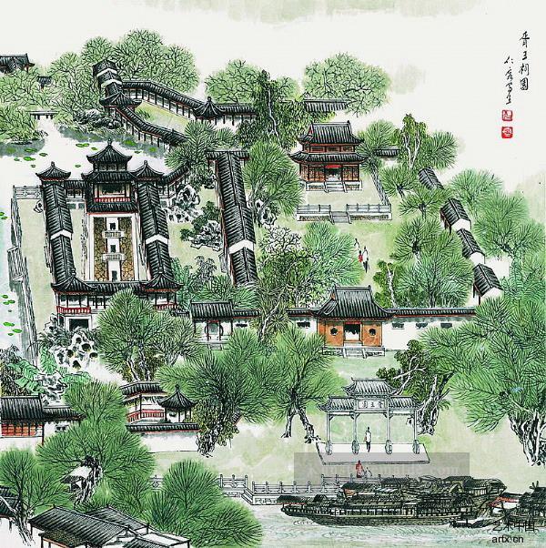 Cao Renrong Suzhou Park Wände Kunst Chinesische Ölgemälde